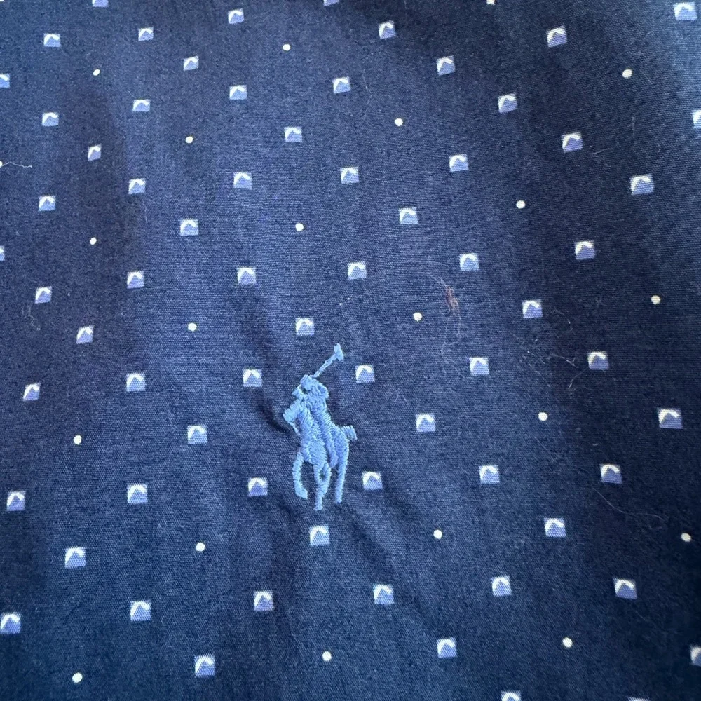 Polo Ralph Lauren Blue Patterned Button Down Long Sleeve Shirt